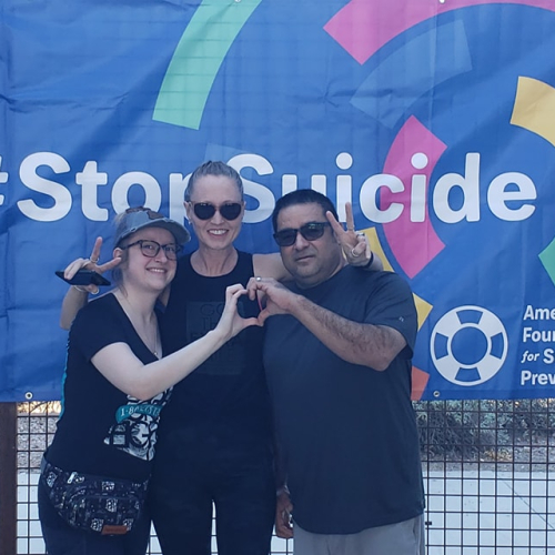 aimee flores and family at a stop suicide event